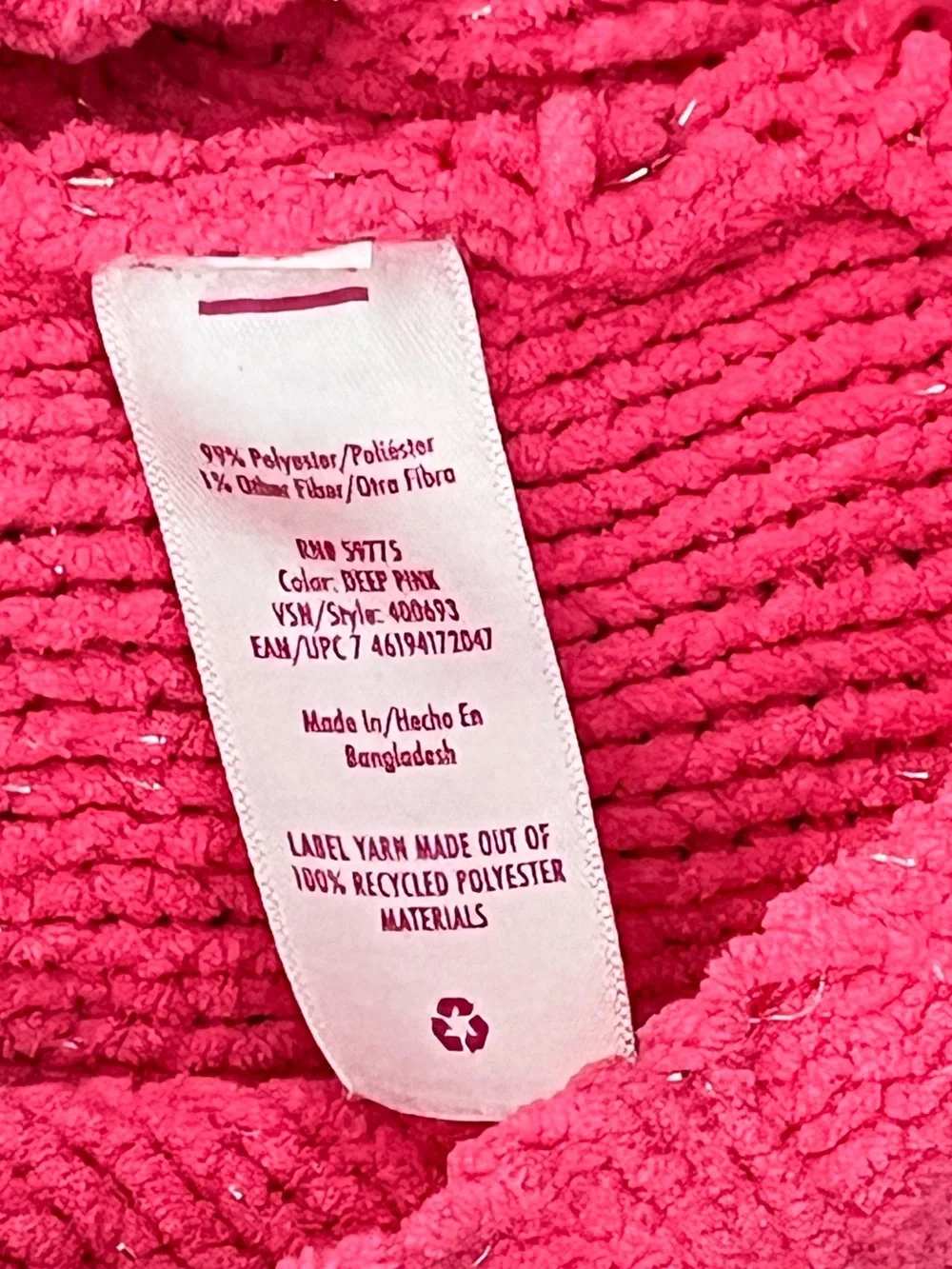 Justice Girls Chenille Cable Knit Sweater  Large 12/14 Hot Pink Cozy Fall Winter